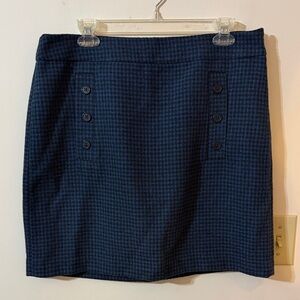 LOFT Navy Houndstooth Mini Skirt